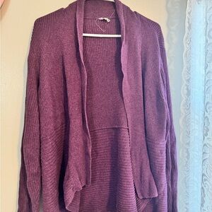 Eileen Fisher Purple Ribbed Open Front Cardigan • Size Large